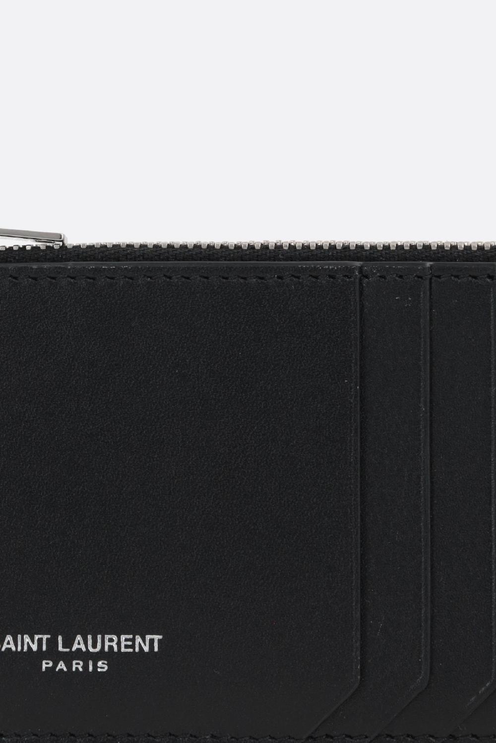 SAINT LAURENT Porta Carte Con Zip Fragments In Pelle Liscia