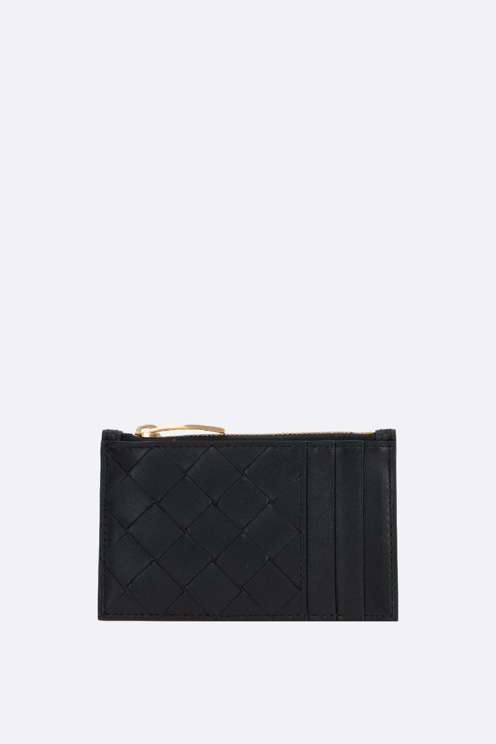 BOTTEGA VENETA porta carte con zip in Intrecciato nappa