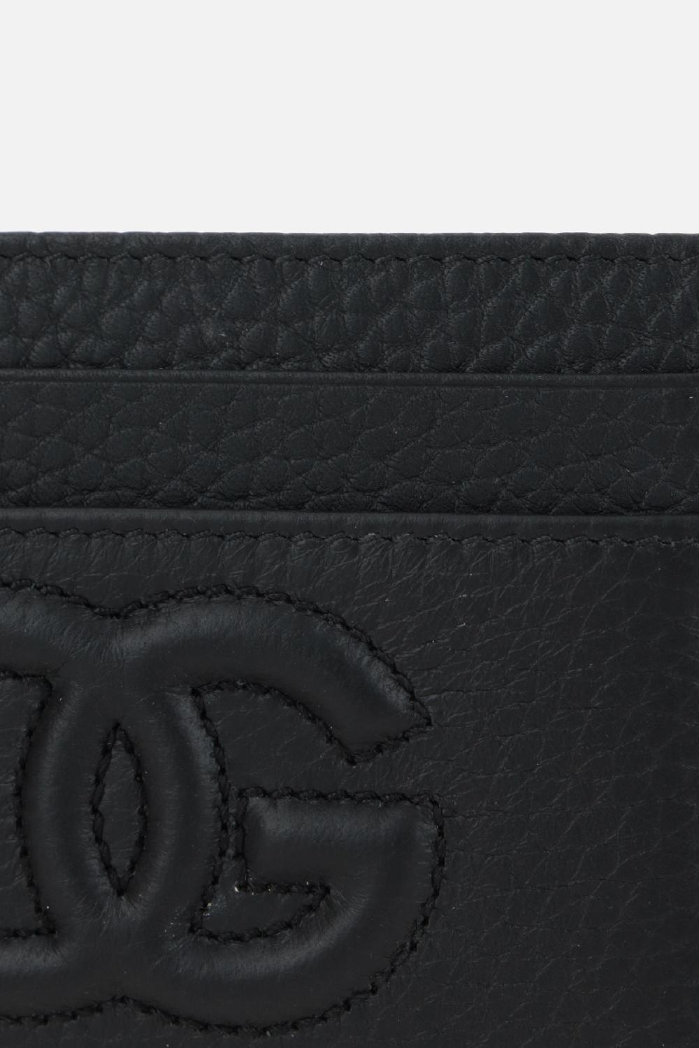 DOLCE & GABBANA Porta Carte DG Logo In Pelle Martellata