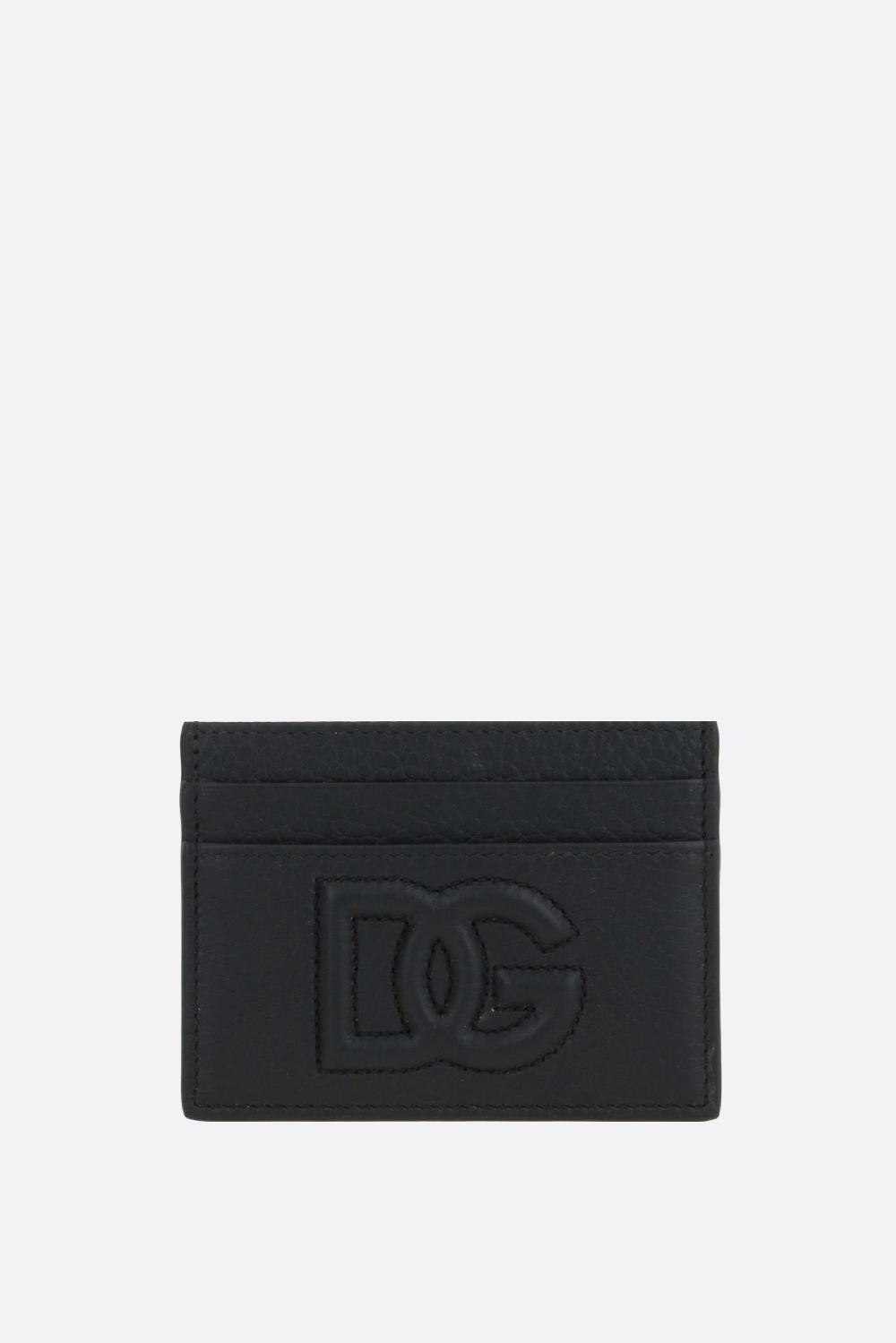 DOLCE & GABBANA porta carte DG Logo in pelle martellata
