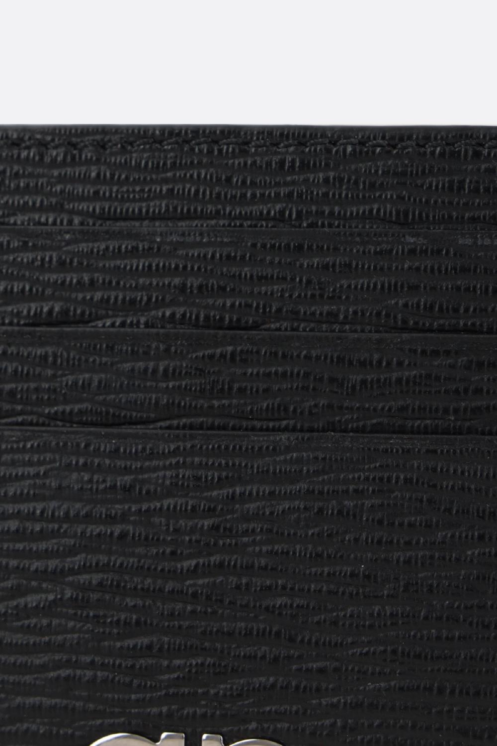 FERRAGAMO Porta Carte Gancini In Pelle Texturizzata E Liscia