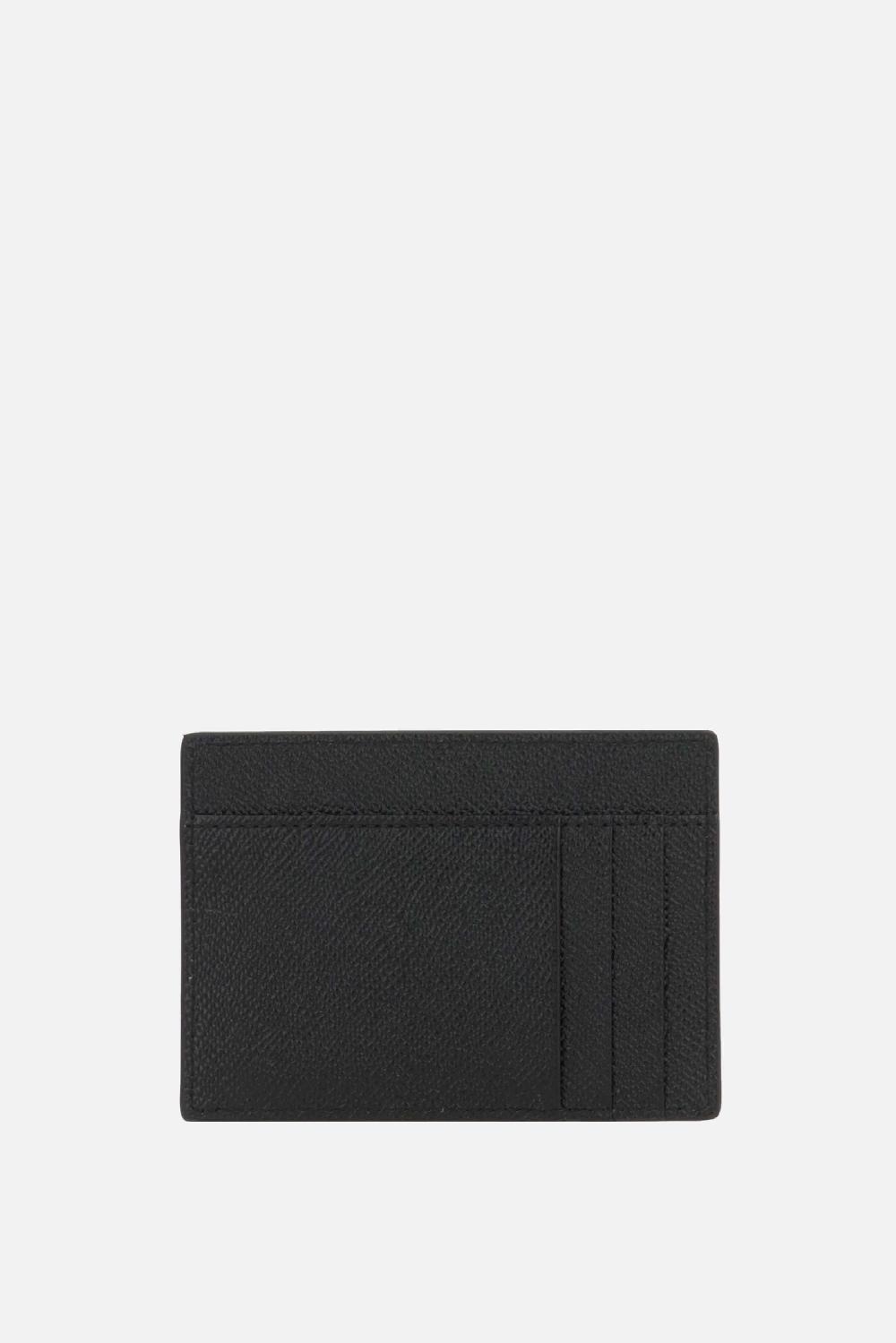 DOLCE & GABBANA Porta Carte In Pelle Dauphine Con Placca Logo