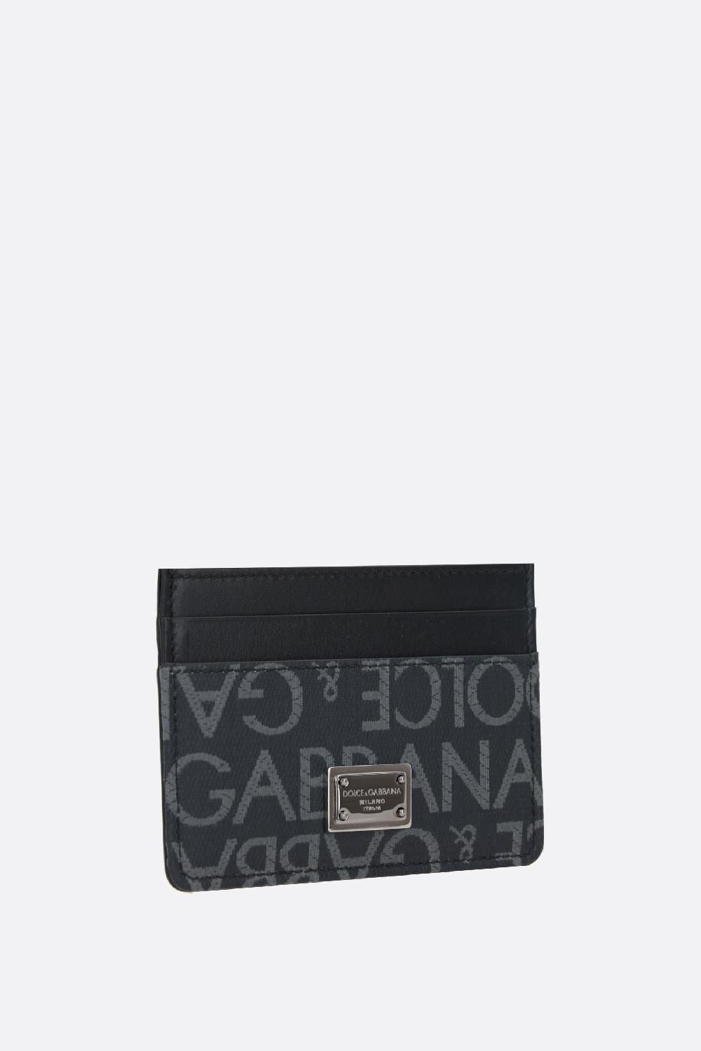 DOLCE & GABBANA Porta Carte In Pelle Liscia E Canvas Resinato