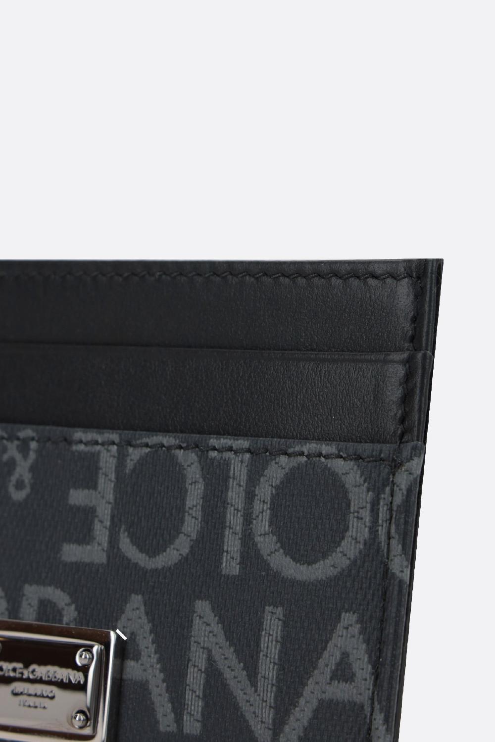 DOLCE & GABBANA Porta Carte In Pelle Liscia E Canvas Resinato