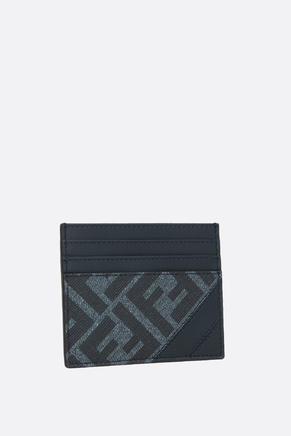 FENDI Porta Carte In Pelle Liscia E Canvas Resinato FF