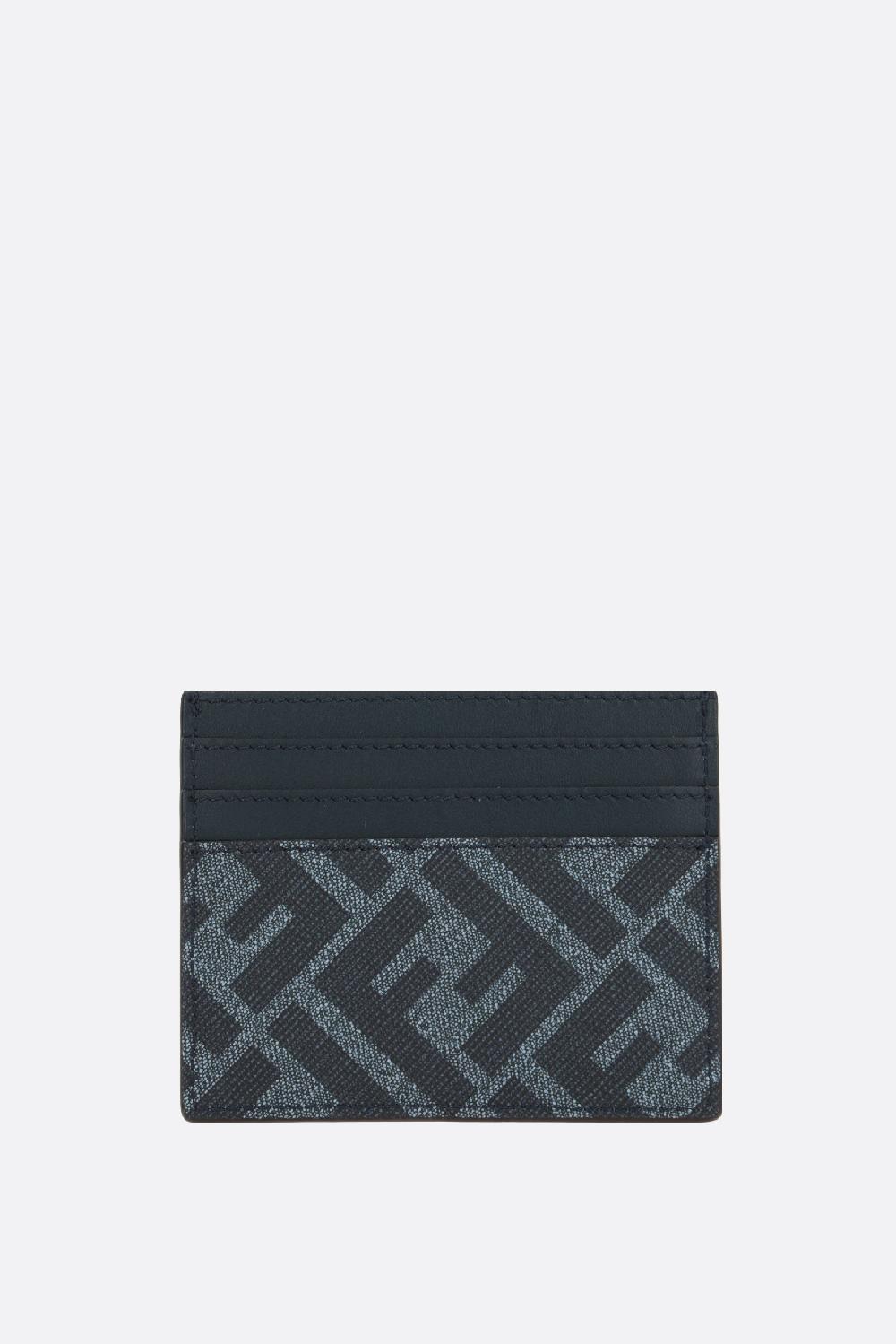 FENDI Porta Carte In Pelle Liscia E Canvas Resinato FF