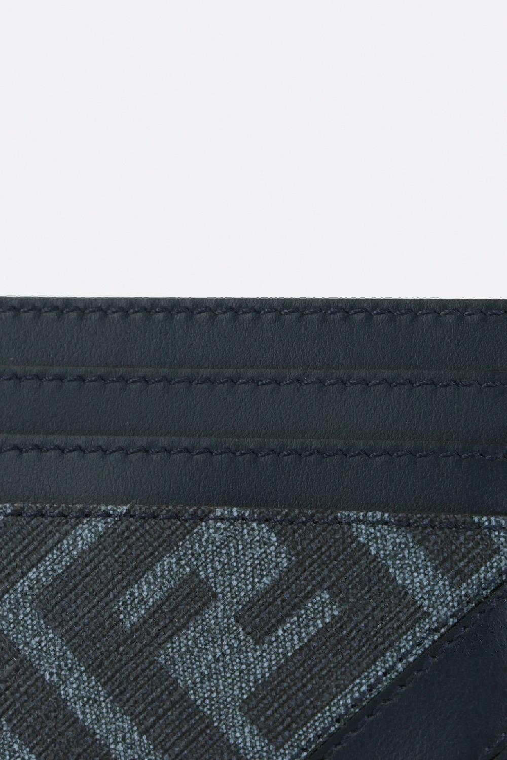 FENDI Porta Carte In Pelle Liscia E Canvas Resinato FF