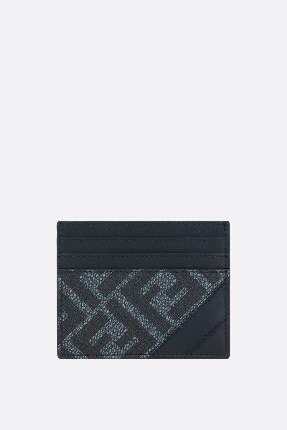 FENDI porta carte in pelle liscia e canvas resinato FF