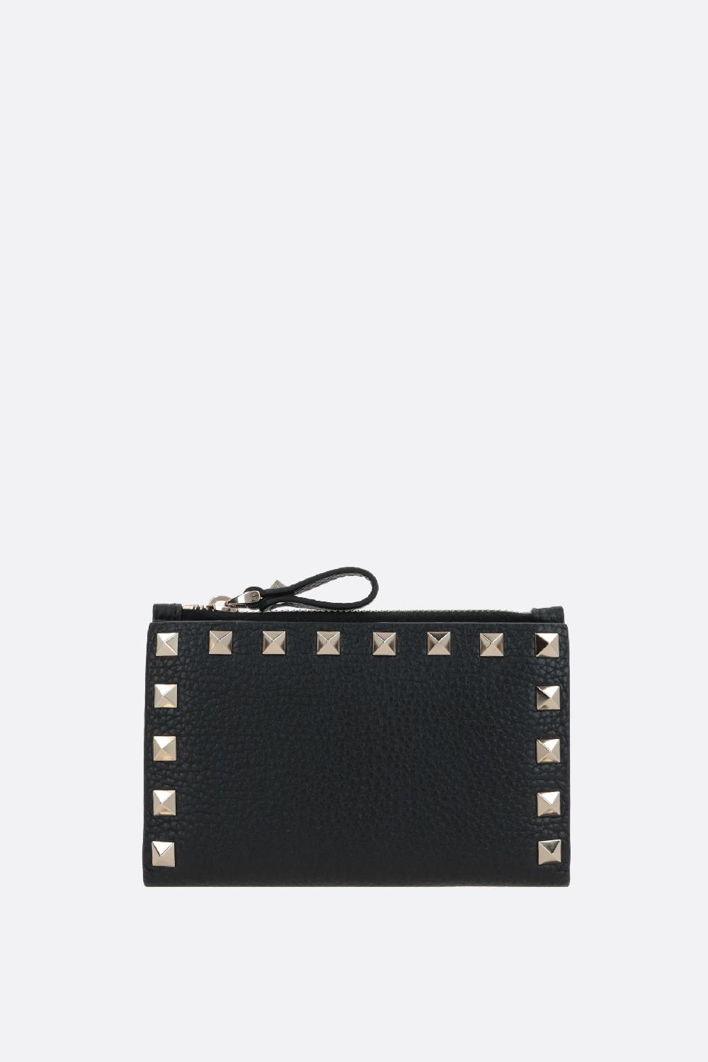 VALENTINO GARAVANI porta carte Rockstud in pelle martellata