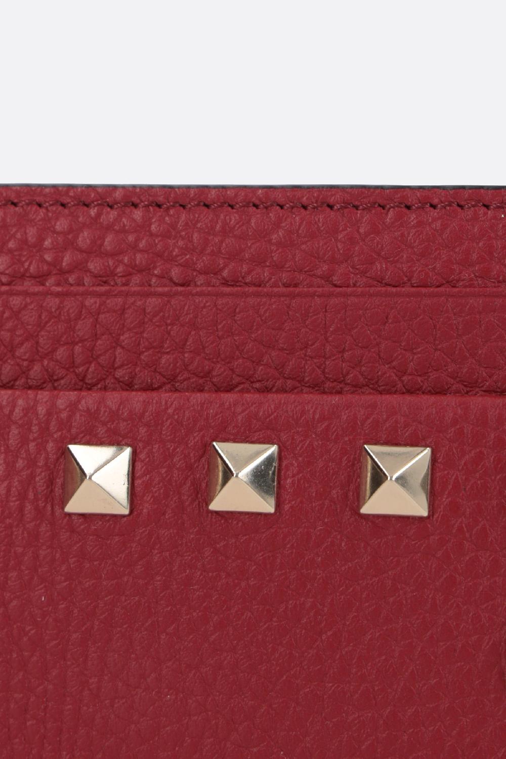 VALENTINO GARAVANI Portacarte Rockstud In Pelle Martellata
