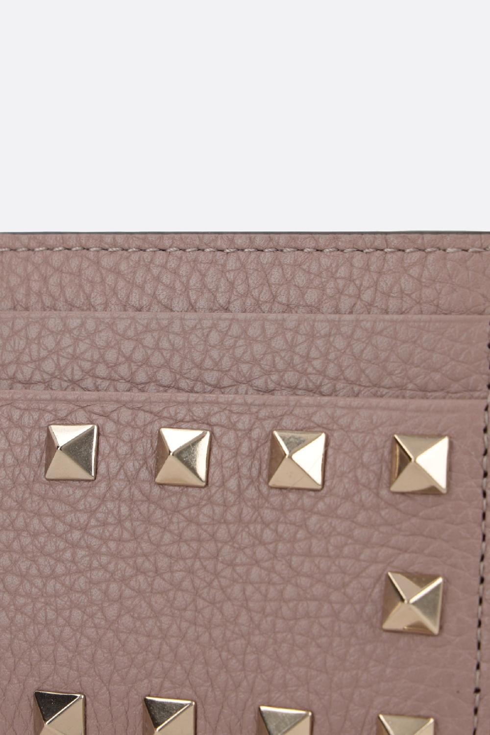 VALENTINO GARAVANI Portacarte Rockstud In Pelle Martellata