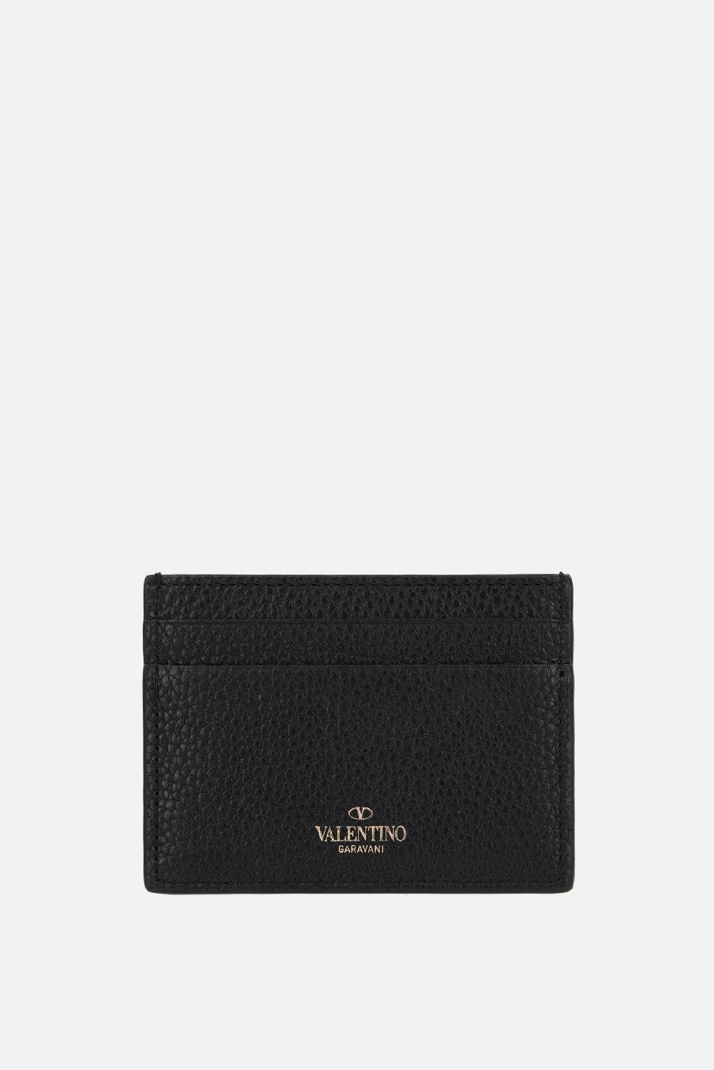 VALENTINO GARAVANI Portacarte Rockstud In Pelle Martellata