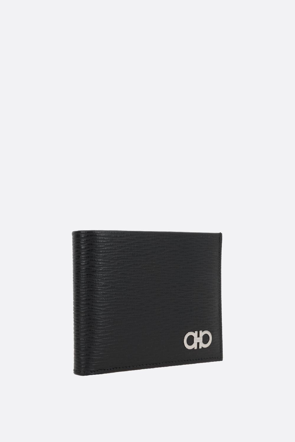 FERRAGAMO Portafogli Billfold Gancini In Pelle Texturizzata