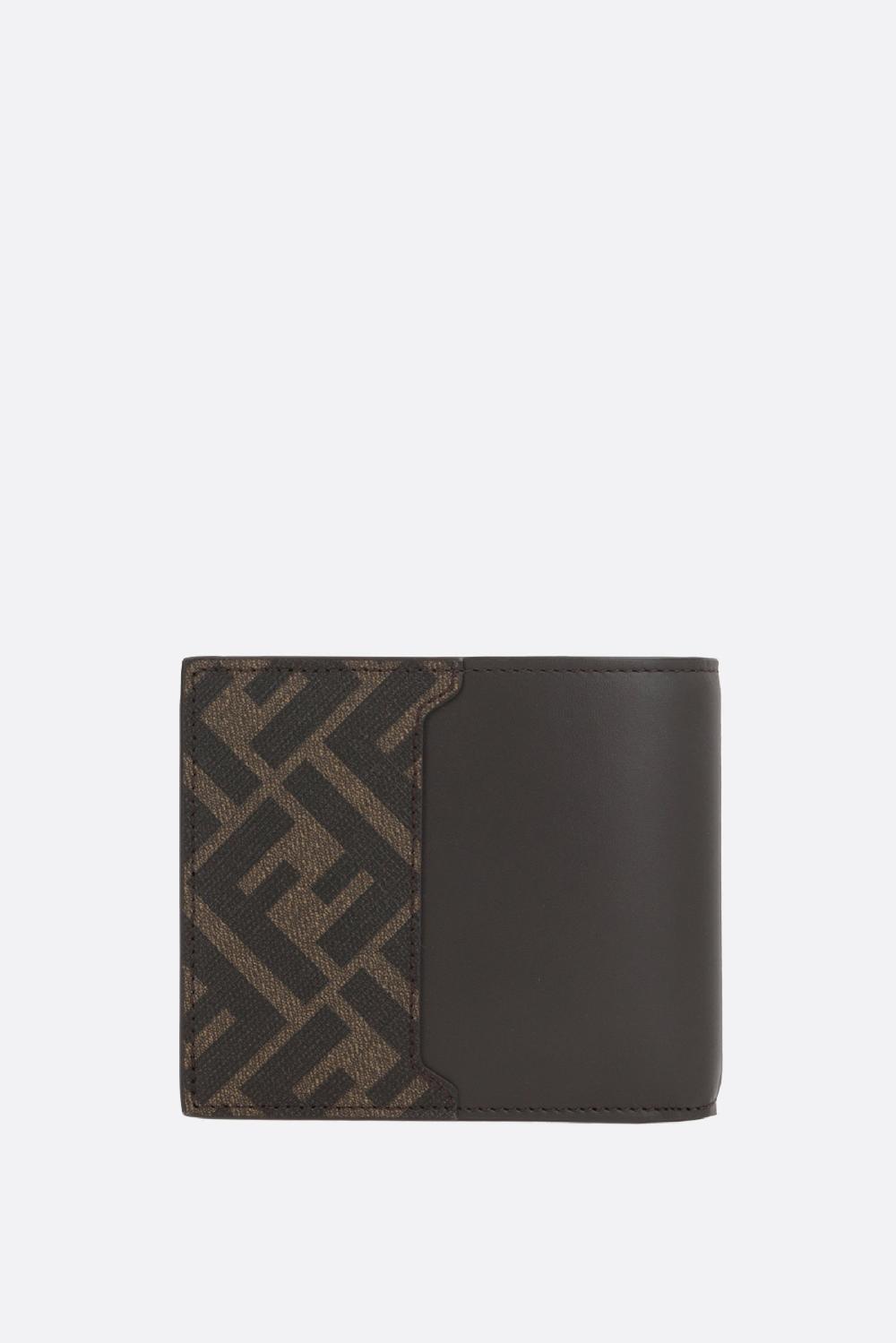 FENDI Portafogli Billfold In Pelle Liscia E Canvas Resinato