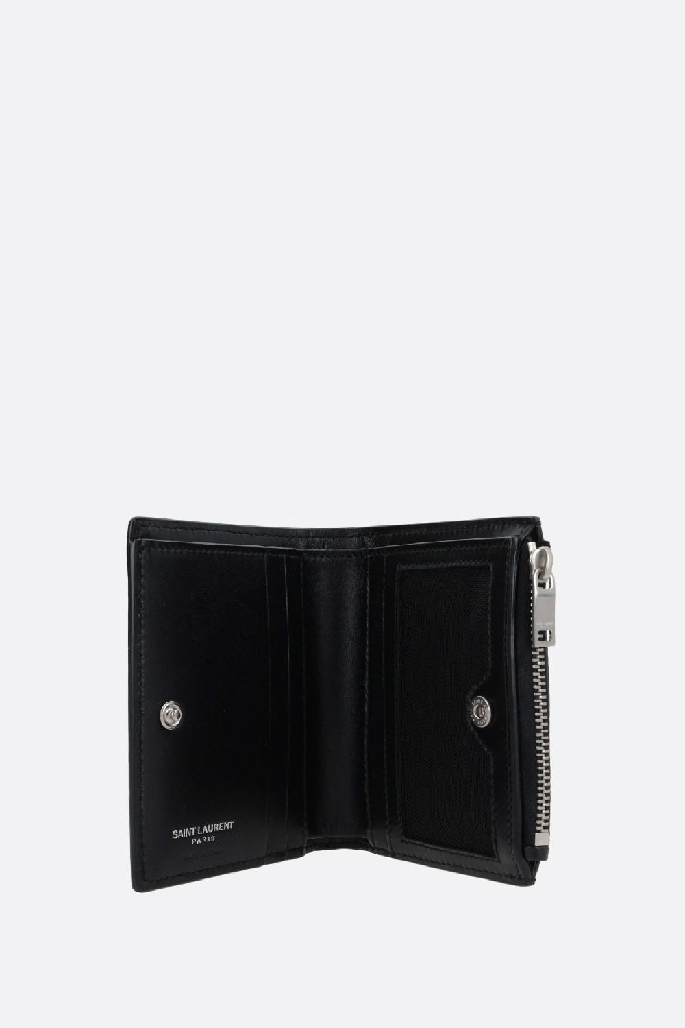 SAINT LAURENT Portafogli Compatto Cassandre In Pelle Liscia