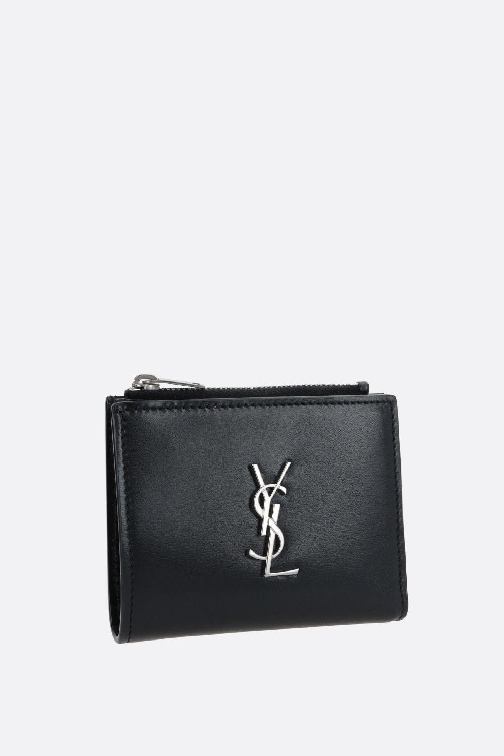 SAINT LAURENT Portafogli Compatto Cassandre In Pelle Liscia