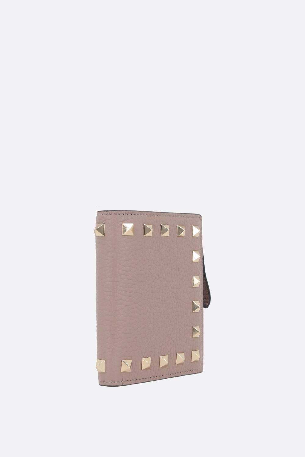 VALENTINO GARAVANI Portafogli Compatto Rockstud In Pelle Martellata