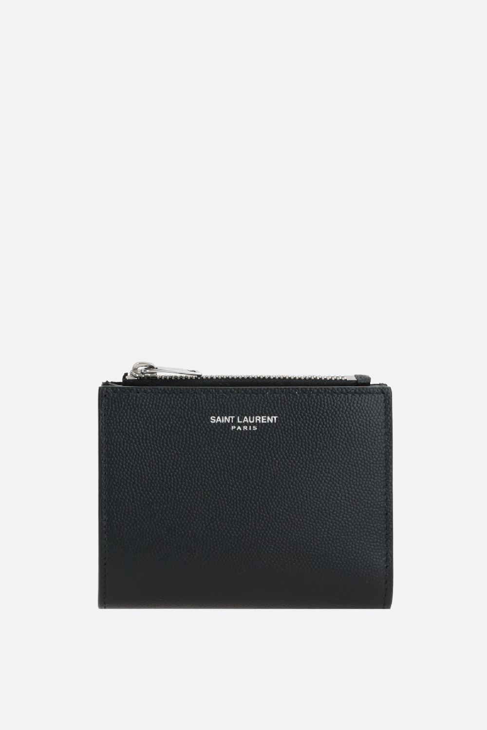 SAINT LAURENT portafogli compatto Saint Laurent Paris in pelle Grain de Poudre