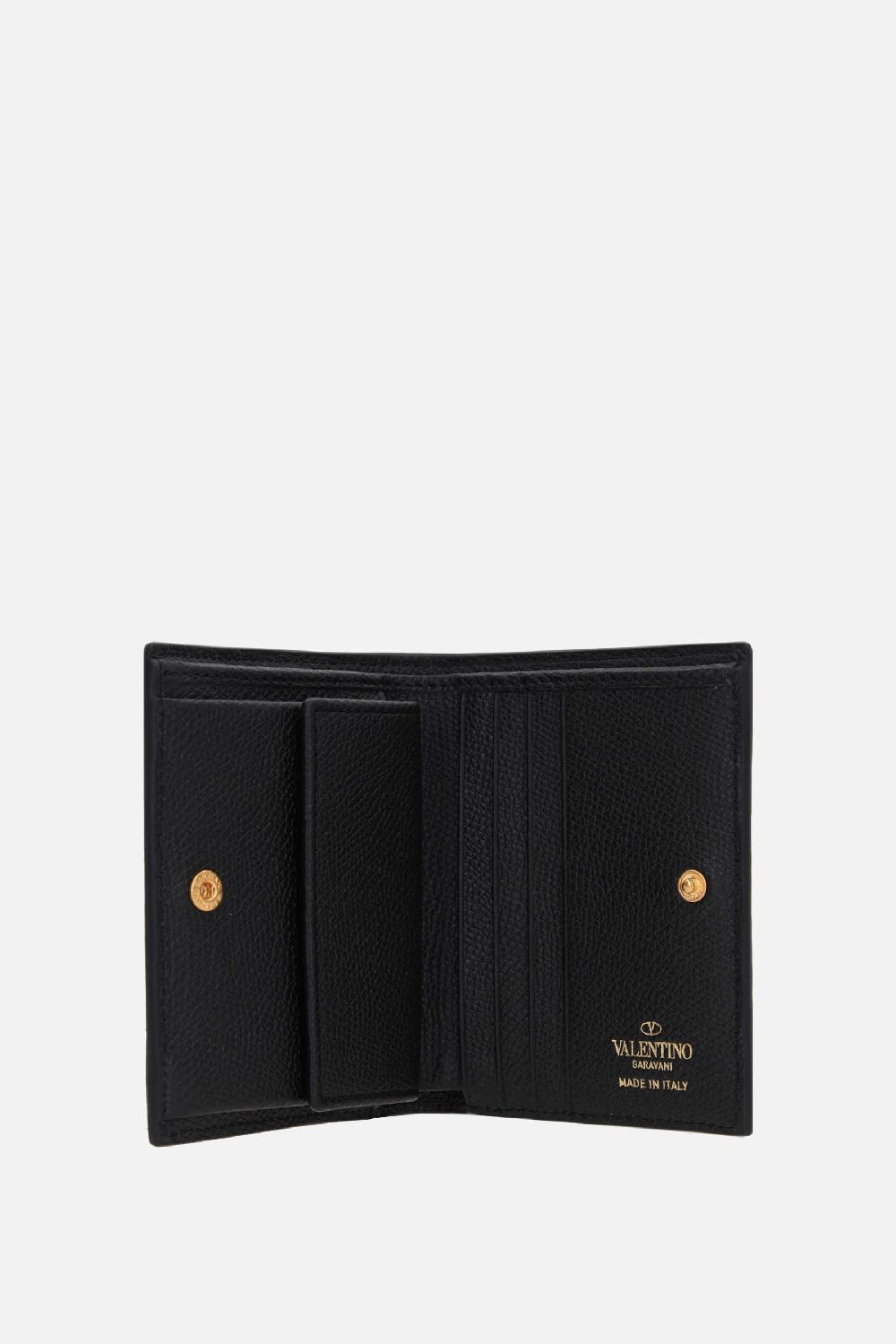 VALENTINO GARAVANI Portafogli Compatto VLogo Signature In Pelle Martellata