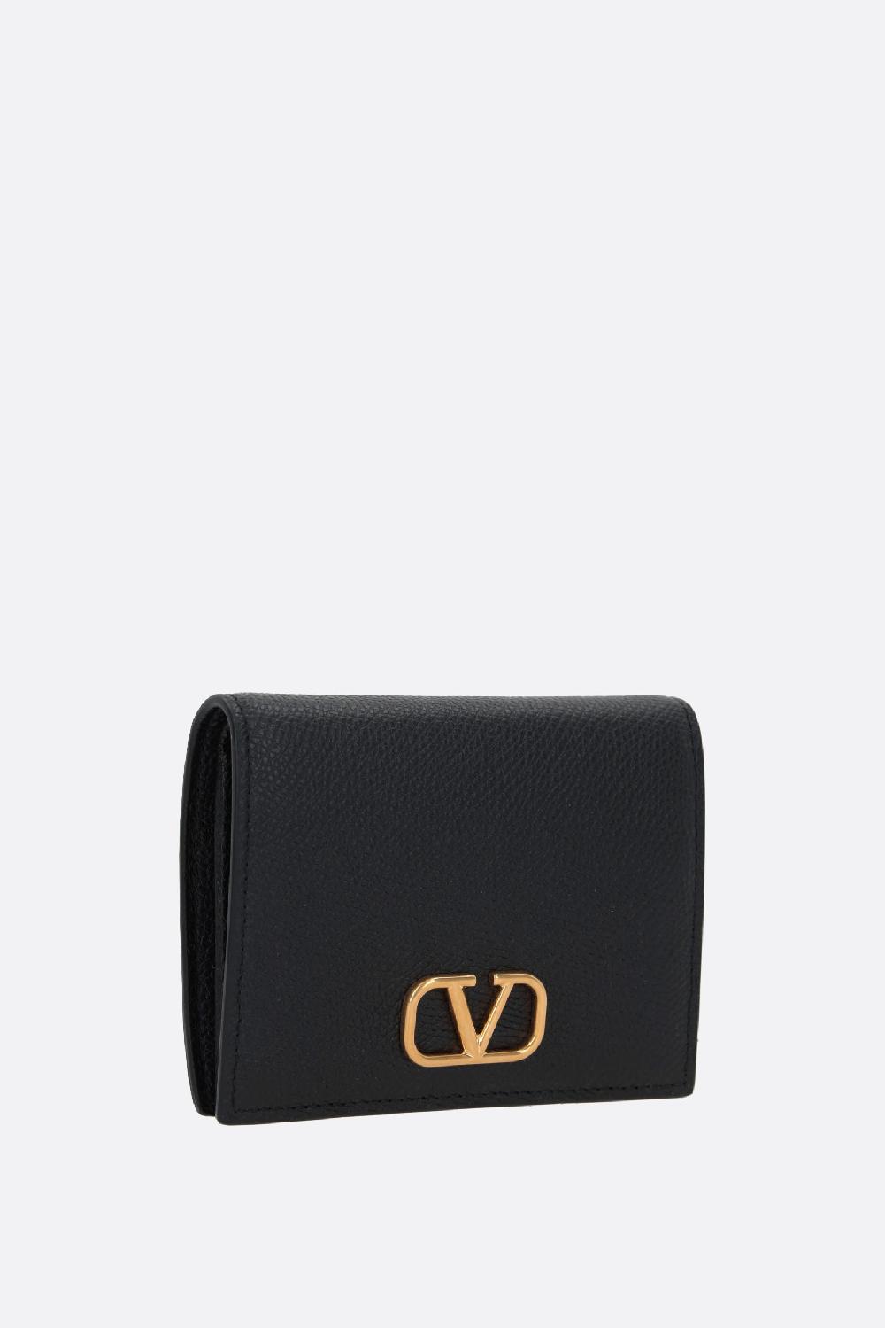 VALENTINO GARAVANI Portafogli Compatto VLogo Signature In Pelle Martellata