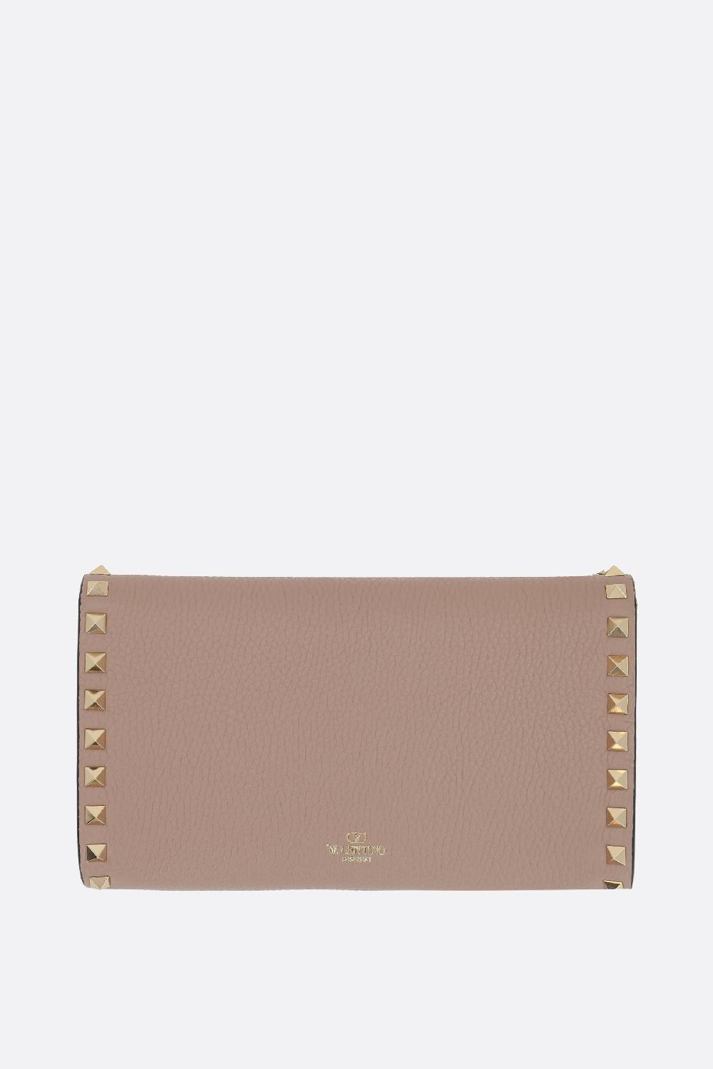 VALENTINO GARAVANI Portafogli Con Catena Rockstud In Pelle Martellata