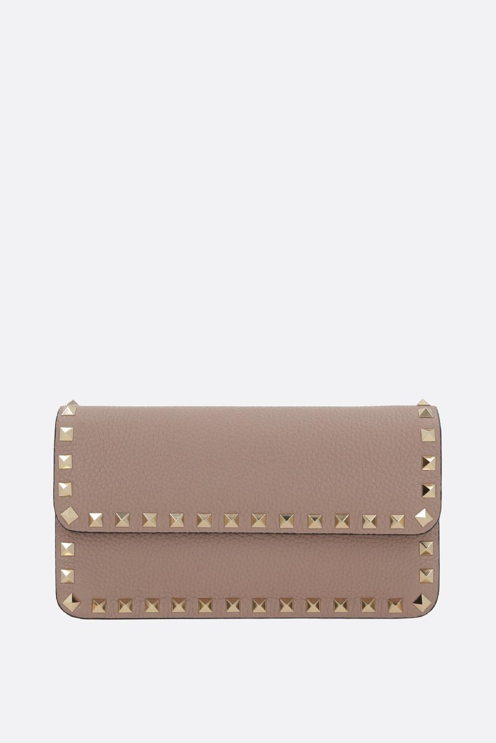 VALENTINO GARAVANI portafogli con catena Rockstud in pelle martellata