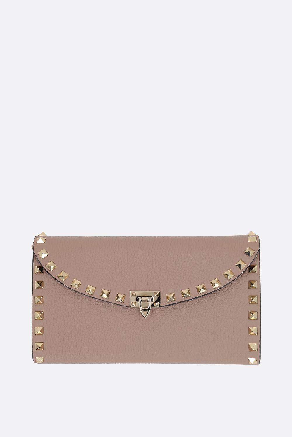 VALENTINO GARAVANI portafogli con catena Rockstud in pelle martellata