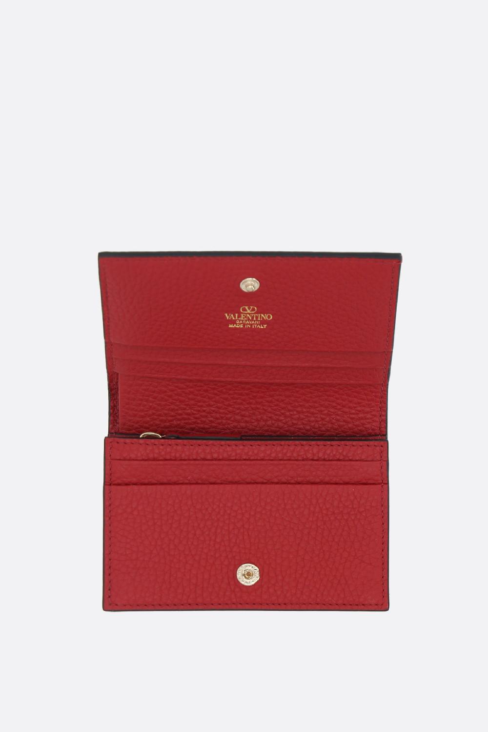 VALENTINO GARAVANI Portafogli French-flap Rockstud In Pelle Martellata