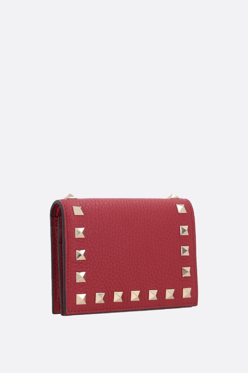 VALENTINO GARAVANI Portafogli French-flap Rockstud In Pelle Martellata