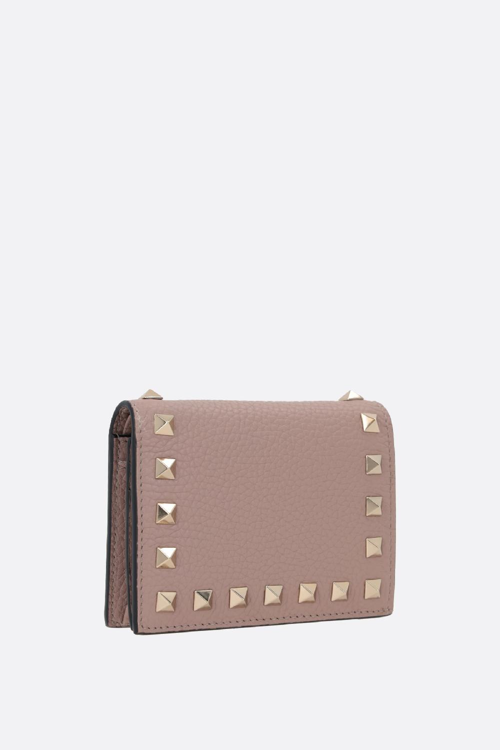 VALENTINO GARAVANI Portafogli French-flap Rockstud In Pelle Martellata