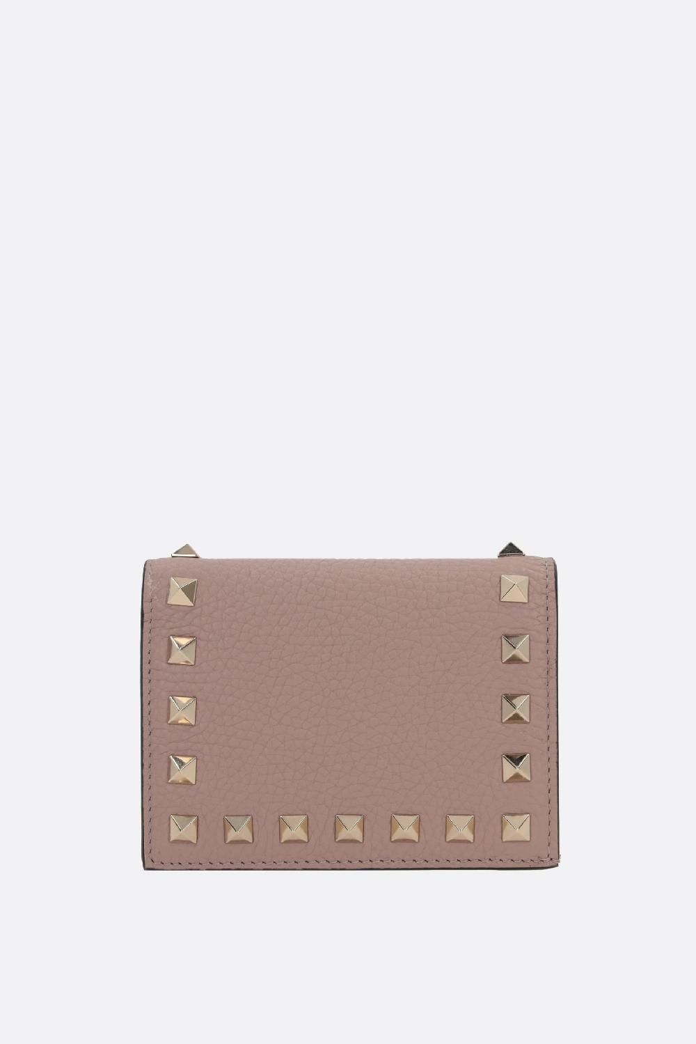 VALENTINO GARAVANI portafogli french-flap Rockstud in pelle martellata