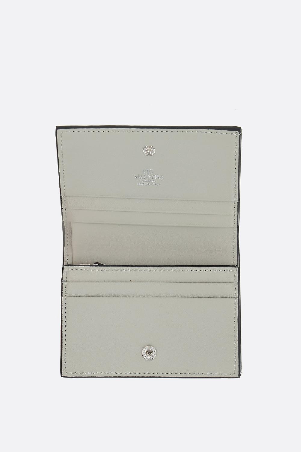 VALENTINO GARAVANI Portafogli French-flap Rockstud In Pelle Martellata