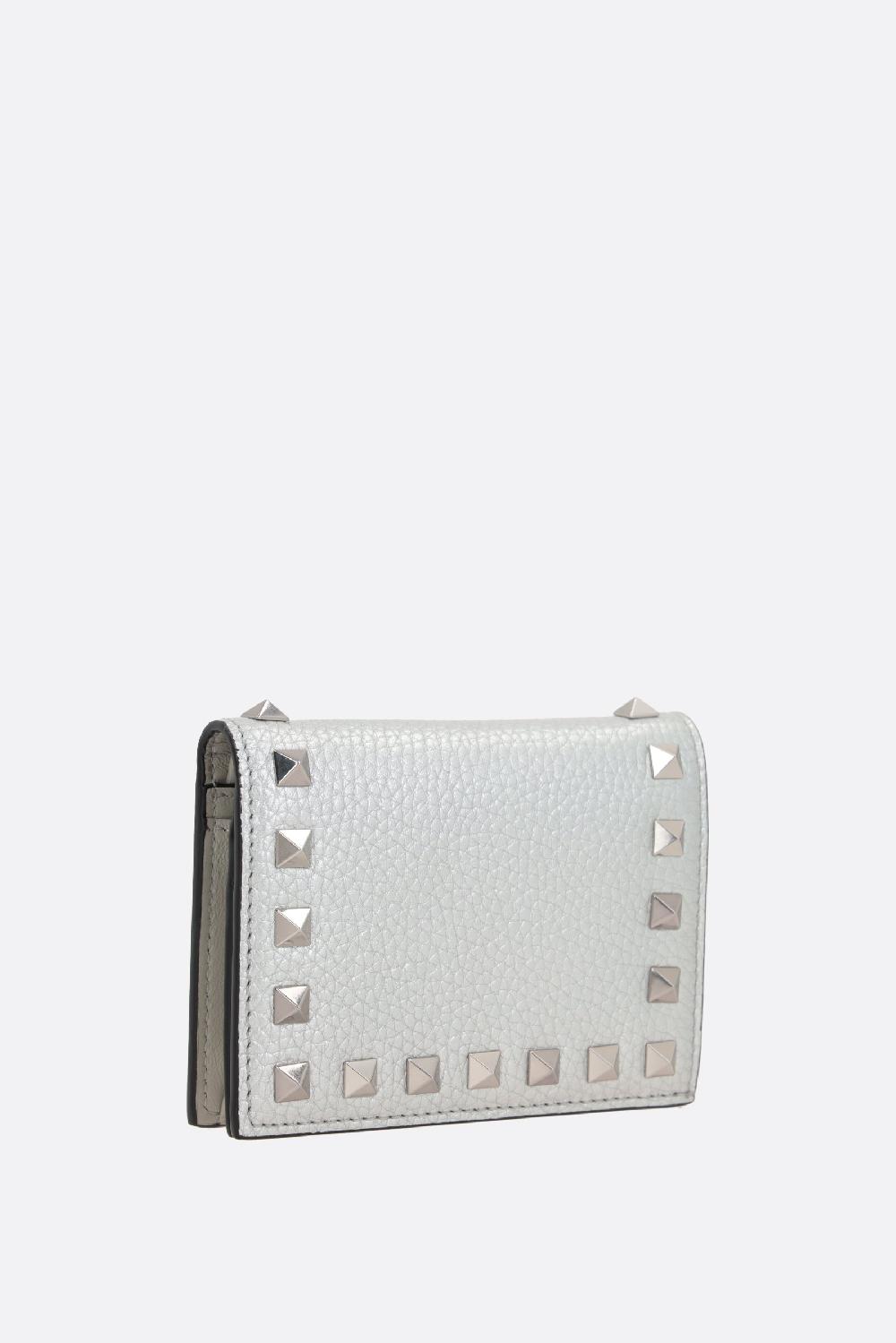 VALENTINO GARAVANI Portafogli French-flap Rockstud In Pelle Martellata