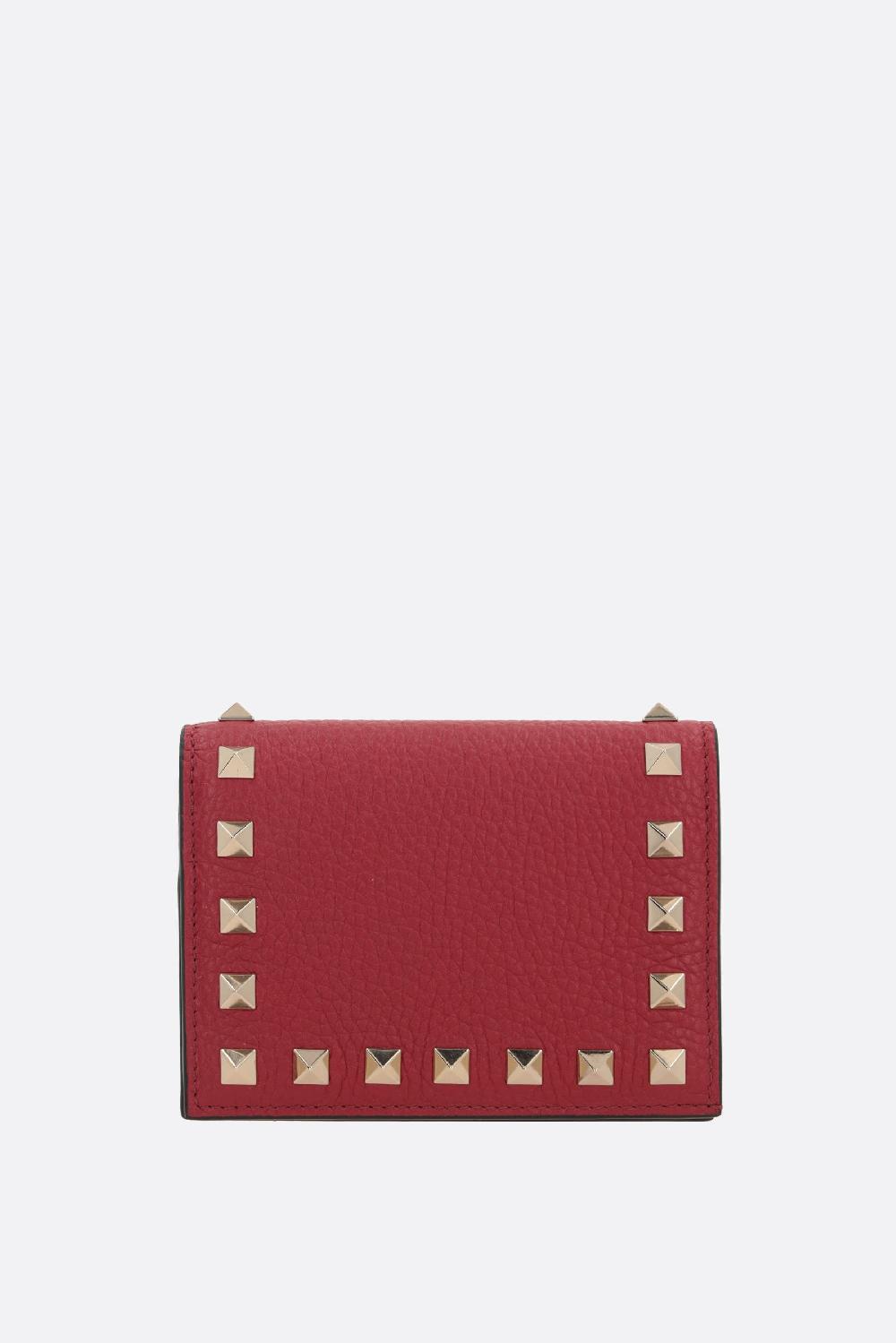 VALENTINO GARAVANI portafogli french-flap Rockstud in pelle martellata