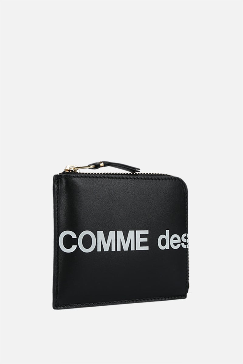 COMME Des GARCONS WALLET Portafogli Half-zip In Pelle Liscia Stampa Logo