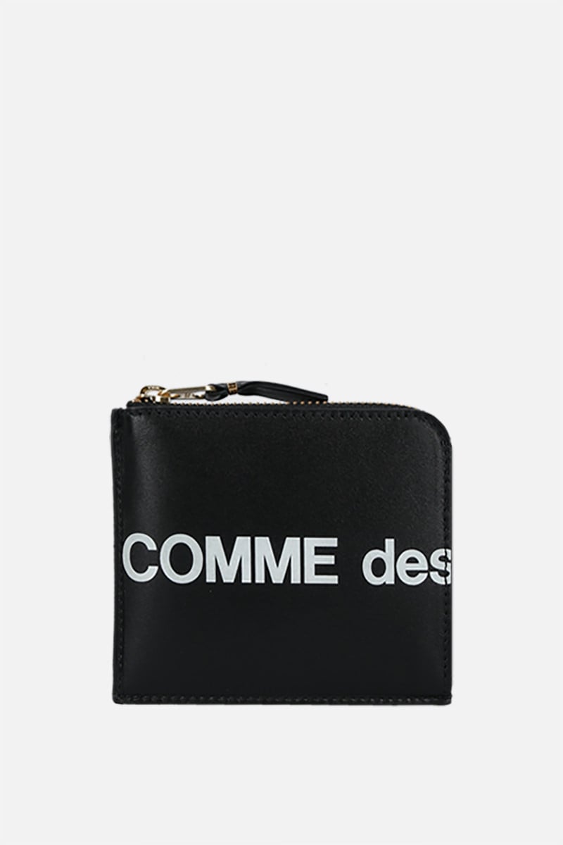 COMME des GARCONS WALLET portafogli half-zip in pelle liscia stampa logo
