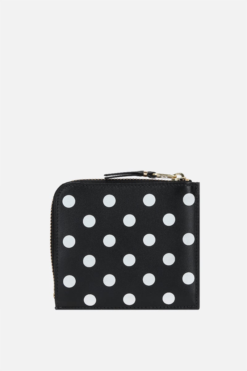 COMME Des GARCONS WALLET Portafogli Half-zip In Pelle Liscia Stampa Pois