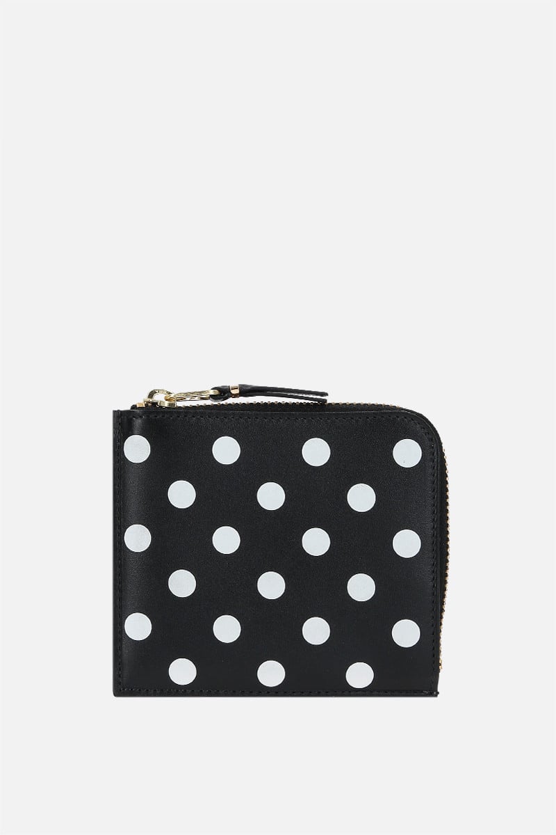 COMME des GARCONS WALLET portafogli half-zip in pelle liscia stampa pois