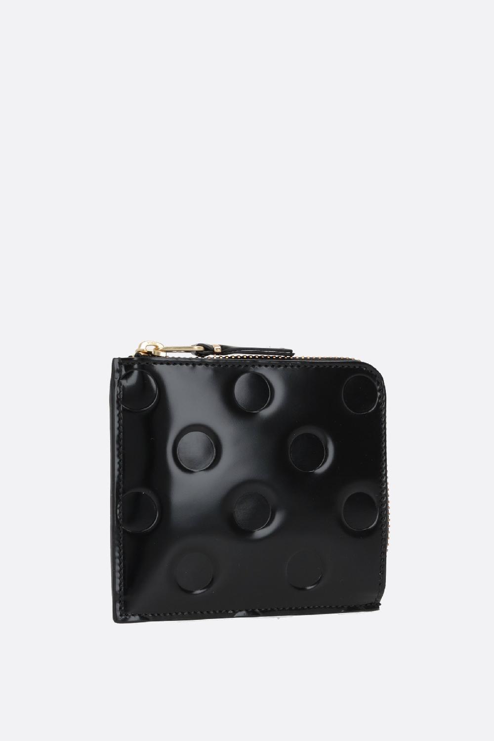 COMME Des GARCONS WALLET Portafogli Half-zip In Pelle Lucida Con Pois