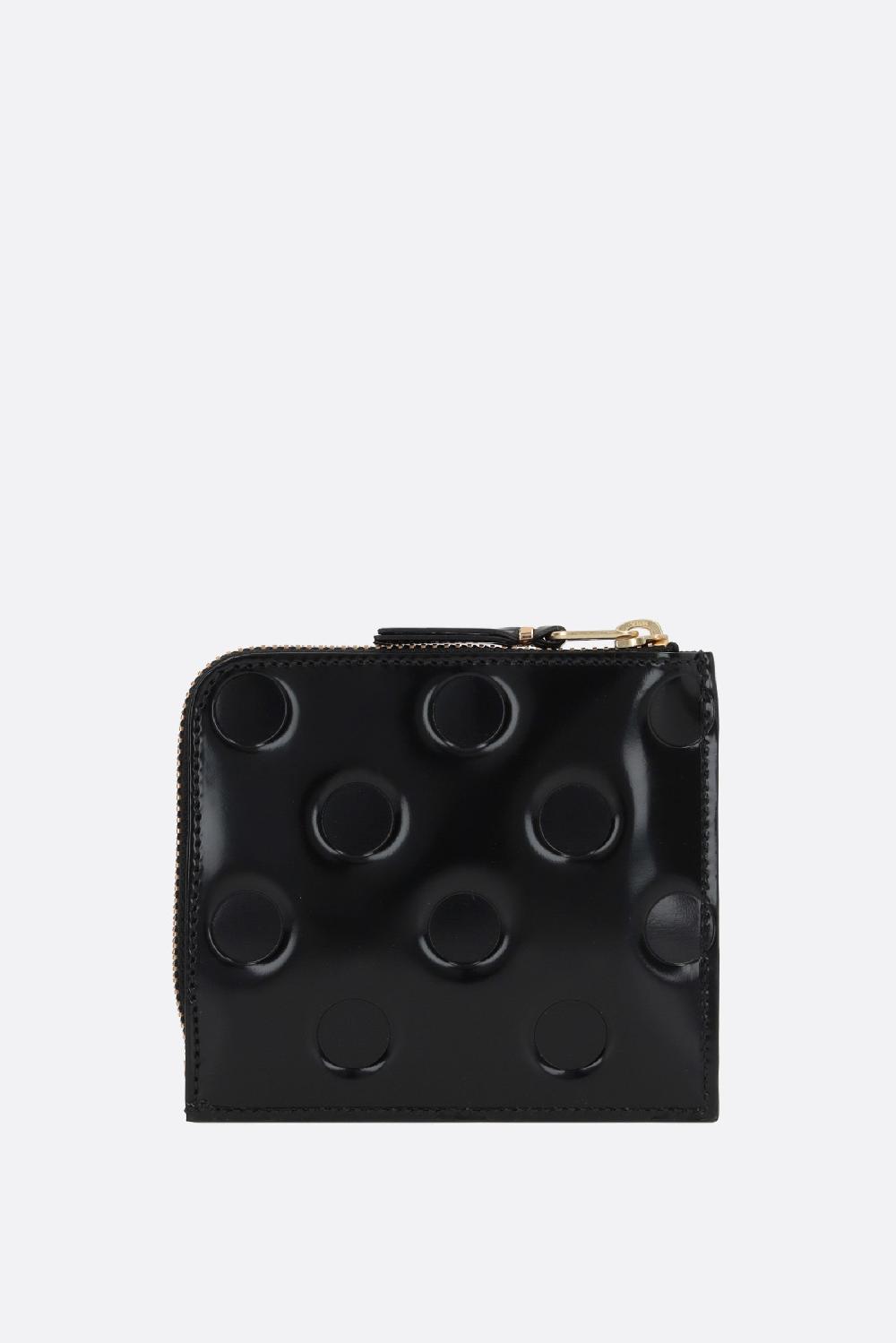 COMME Des GARCONS WALLET Portafogli Half-zip In Pelle Lucida Con Pois