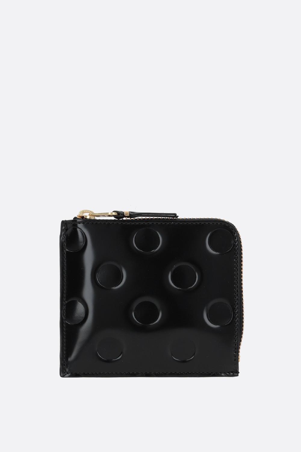 COMME des GARCONS WALLET portafogli half-zip in pelle lucida con pois