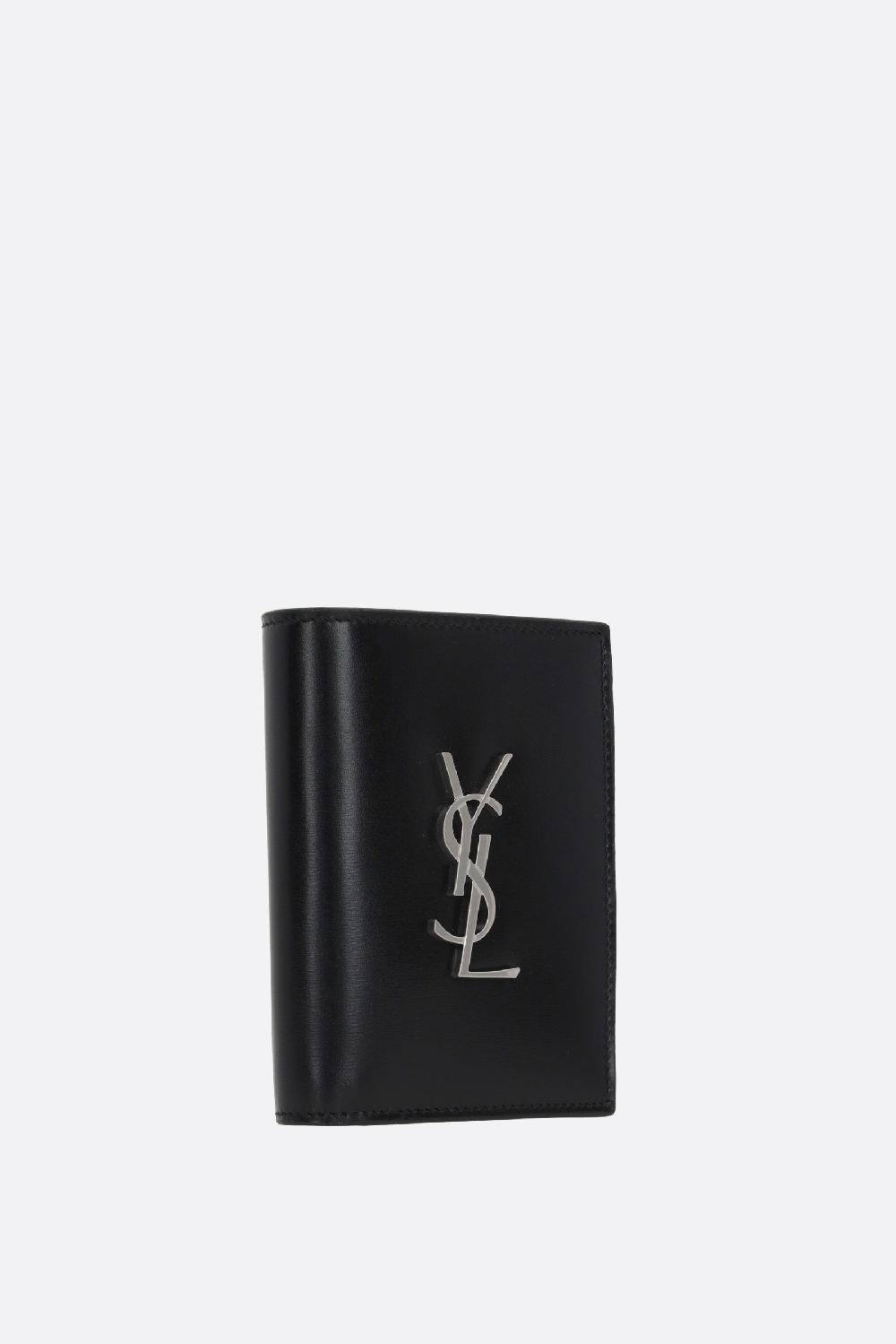 SAINT LAURENT Portafogli Verticale Monogram In Pelle Liscia