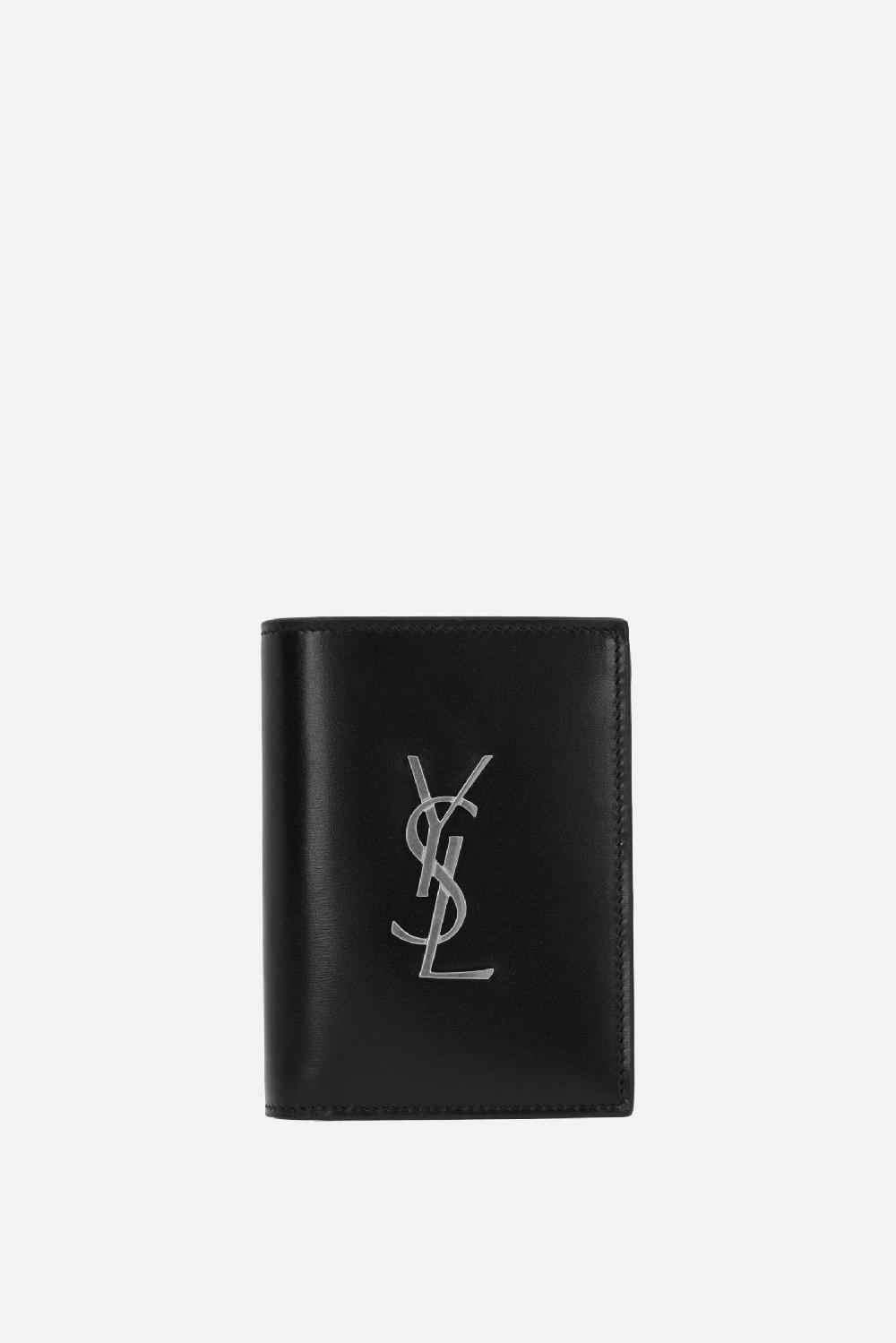 SAINT LAURENT portafogli verticale Monogram in pelle liscia