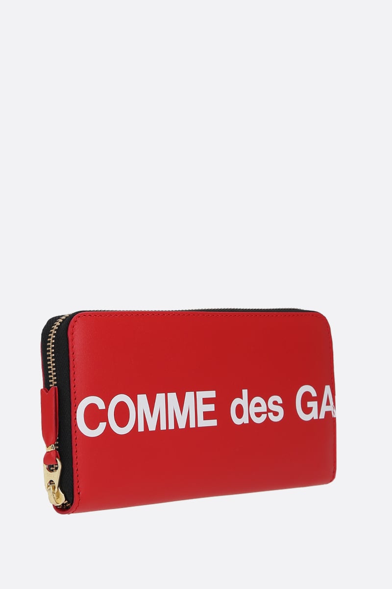 COMME Des GARCONS WALLET Portafogli Zip-around In Pelle Liscia Stampa Logo