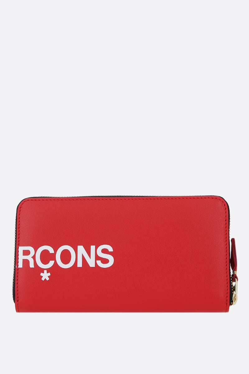 COMME Des GARCONS WALLET Portafogli Zip-around In Pelle Liscia Stampa Logo