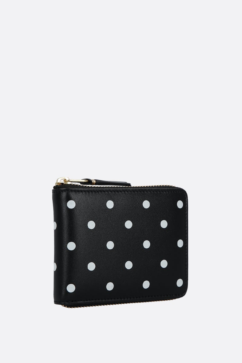 COMME Des GARCONS WALLET Portafogli Zip-around In Pelle Liscia Stampa Pois