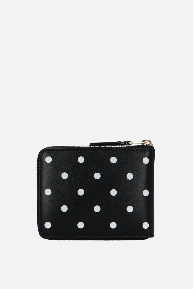 COMME Des GARCONS WALLET Portafogli Zip-around In Pelle Liscia Stampa Pois