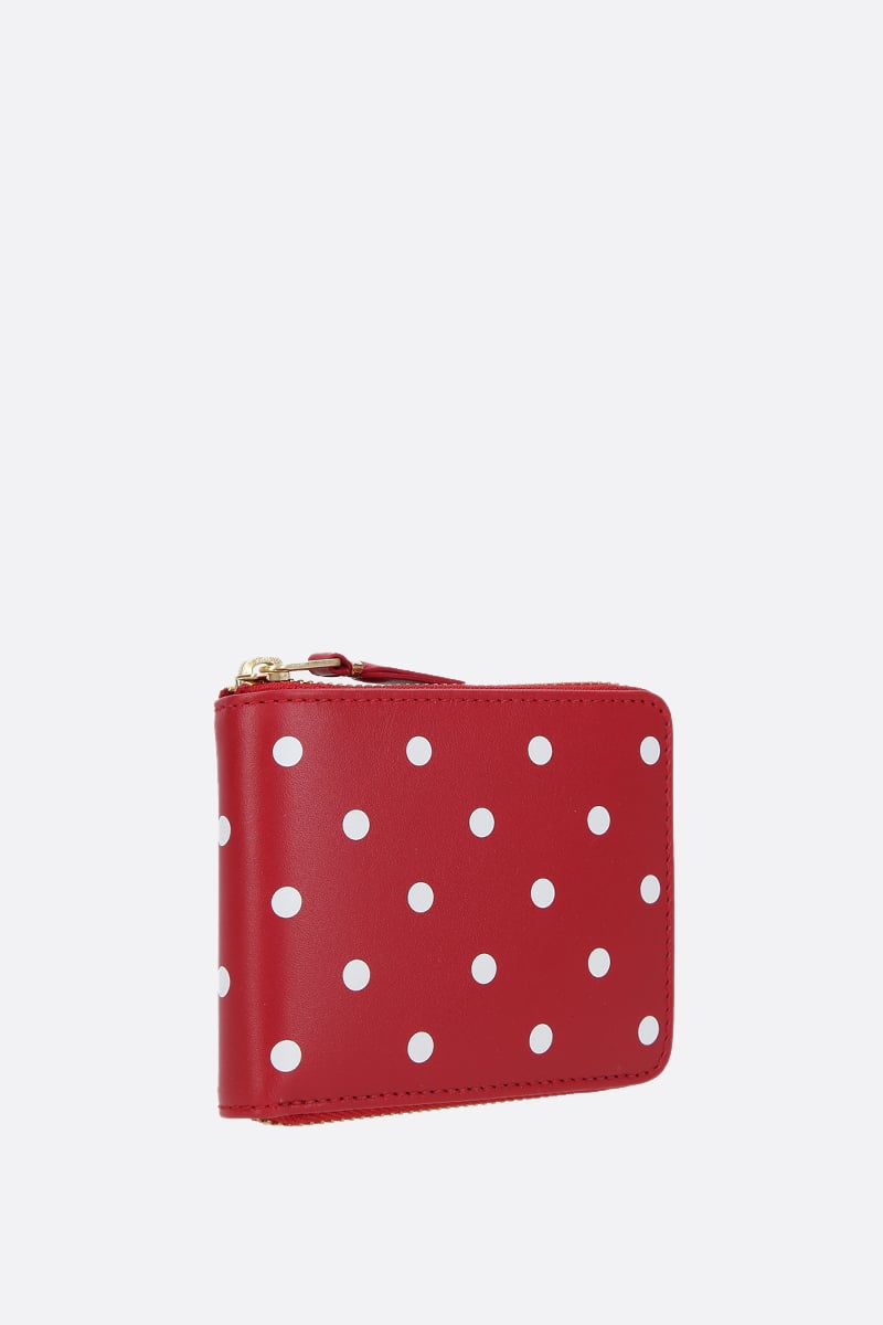 COMME Des GARCONS WALLET Portafogli Zip-around In Pelle Liscia Stampa Pois