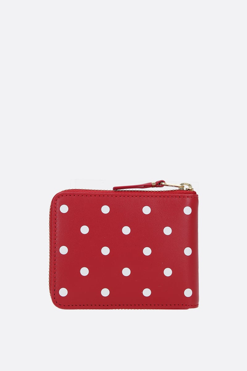 COMME Des GARCONS WALLET Portafogli Zip-around In Pelle Liscia Stampa Pois