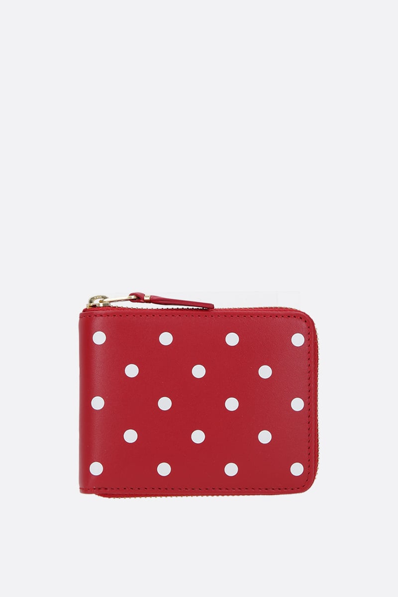 COMME des GARCONS WALLET portafogli zip-around in pelle liscia stampa pois